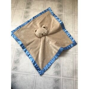 Security Blanket Baby Essentials Tan Teddy Bear‎ Blue Satin Edged & Backed Lovey